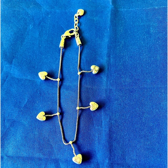 Brighton Jewelry Brighton Anklet Chain Dangling Etched Floral Heart